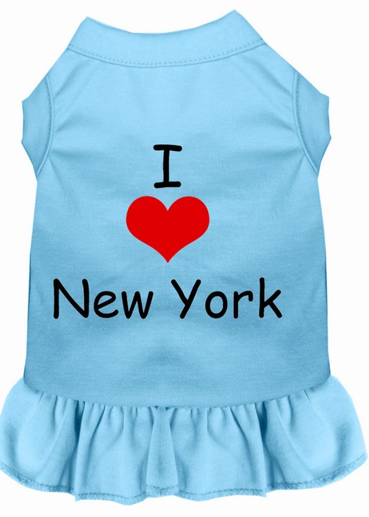 I Heart New York Screen Print Dress Baby Blue XS